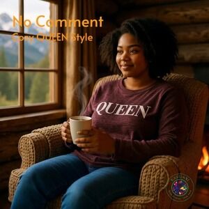 No Comment QUEEN‎ Pullover Sweater 3X Plus Maroon Purple Soft Knit + Scrunchie